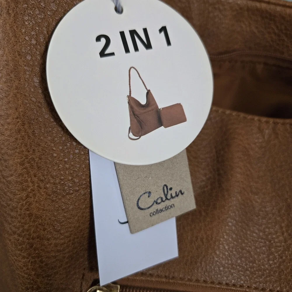 Calin Collection Women's Shoulder Crossbody Bag Vegan Leather Small‎ Bag & Strap